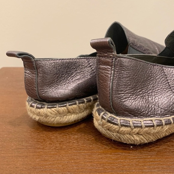 Vince Leather Metallic Canvas Flat Espadrilles - Picture 10 of 12